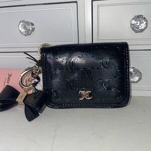 NWT Juicy Couture Black Card Holder with Gold Accents